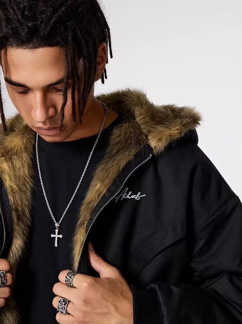 ACHOCK Wind-resistant Thickened Double-sided Bomber Jacket