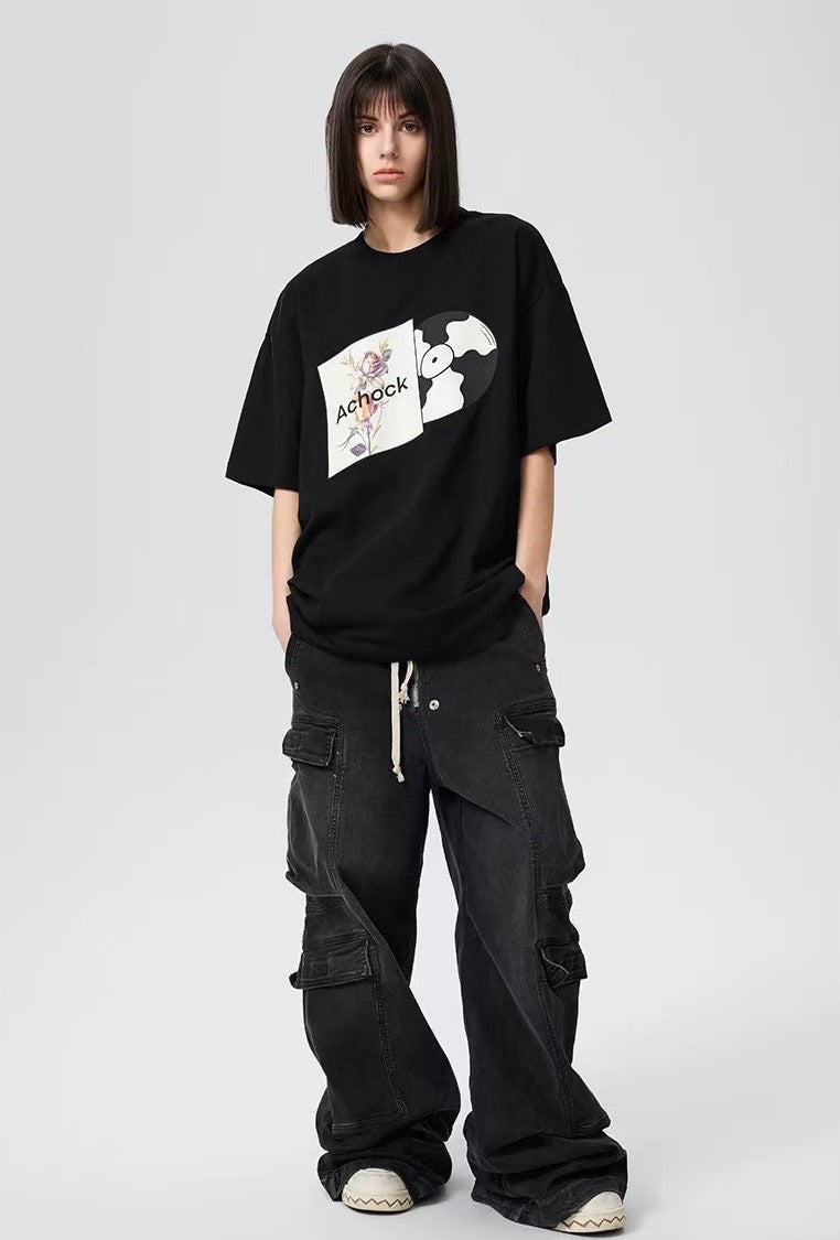 ACHOCK Fun Disc Print T-shirt