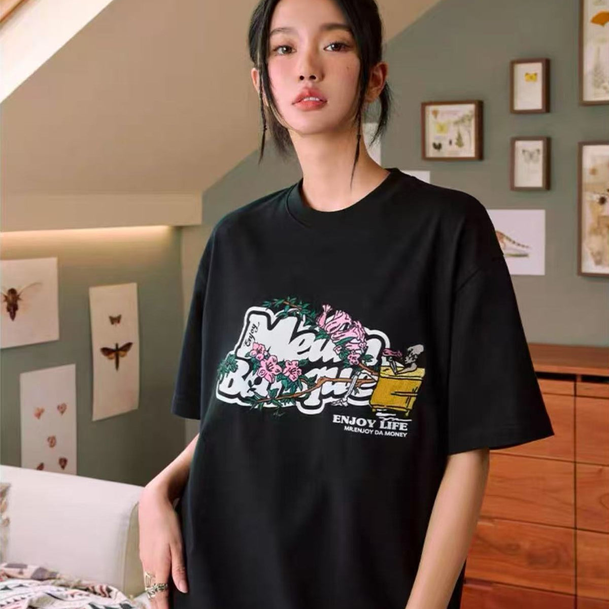 MEDM Embroidered Printed Short-sleeved T-shirt