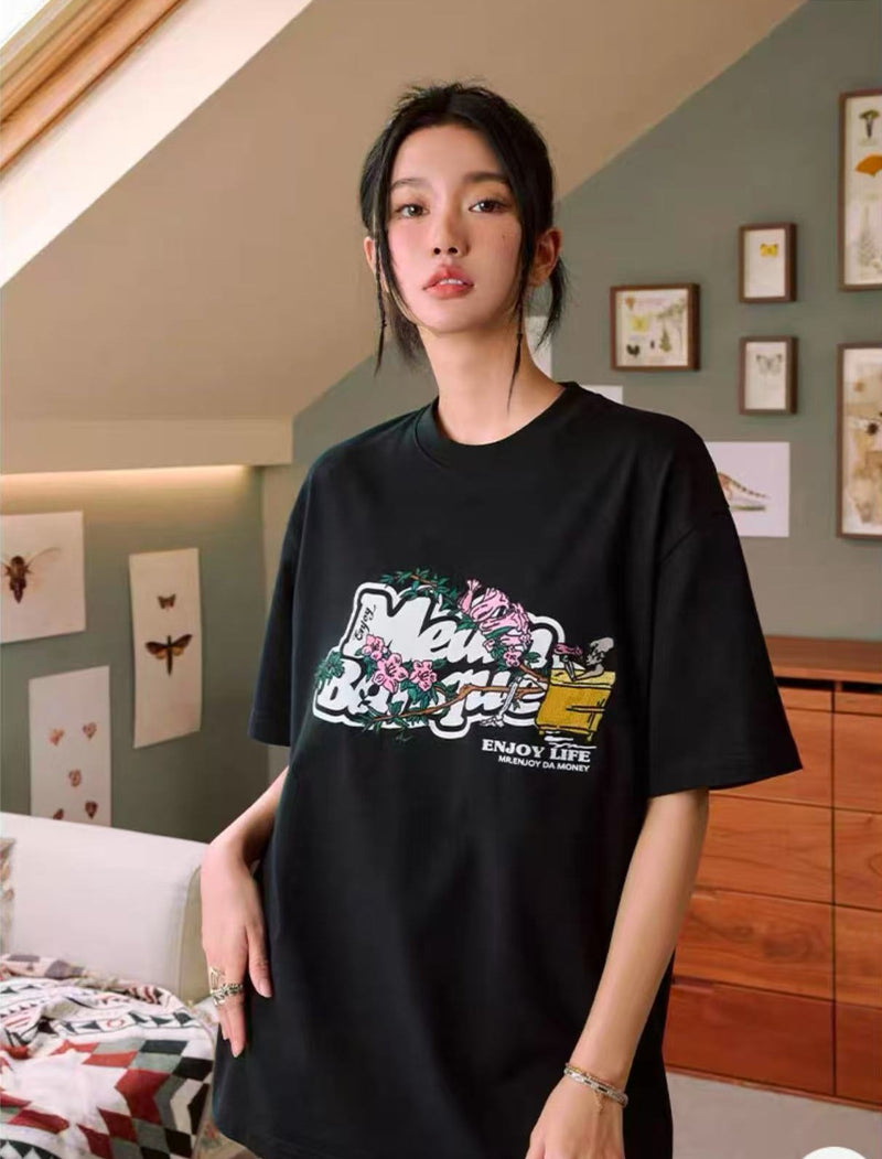 MEDM Embroidered Printed Short-sleeved T-shirt