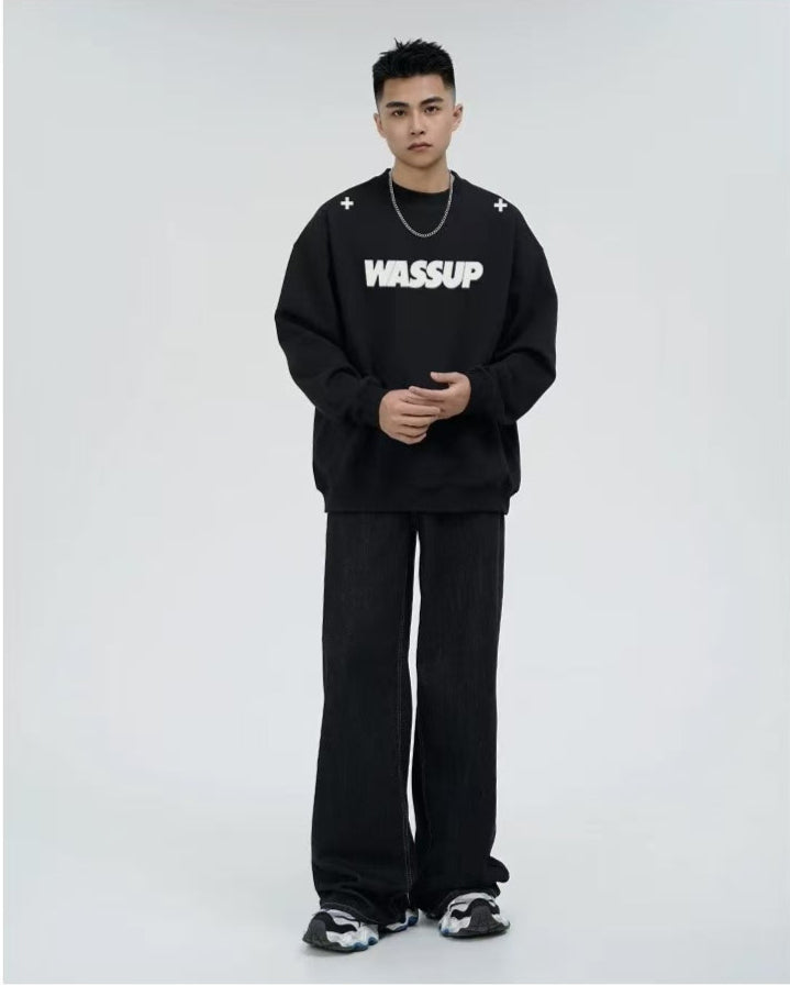 WASSUP Double Cross Printed Logo Sweatshirt