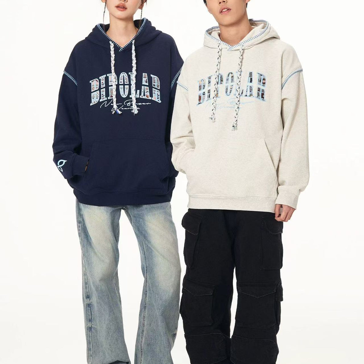 BIPOLAR Ethnic Style Woven Patchwork Hoodie