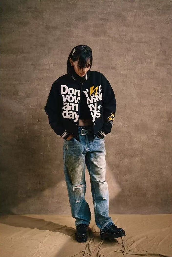 REMEDY Lightning Pledge Embroidered Letter Jacket