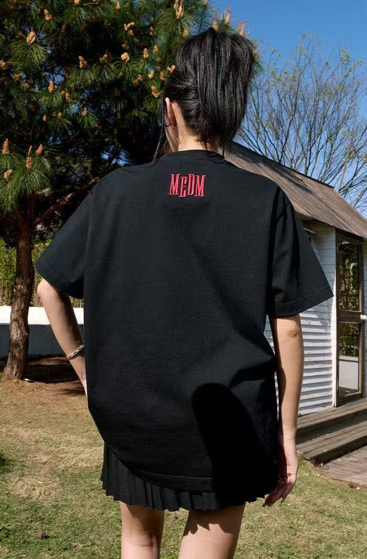 MEDM Webbing Embroidered Letter Short-sleeves T-shirt
