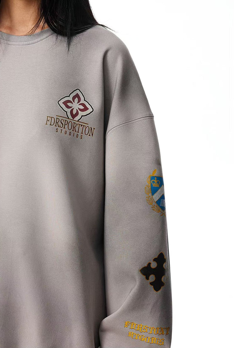 FDR Retro Dirty Round Neck Logo Print Sweatshirt