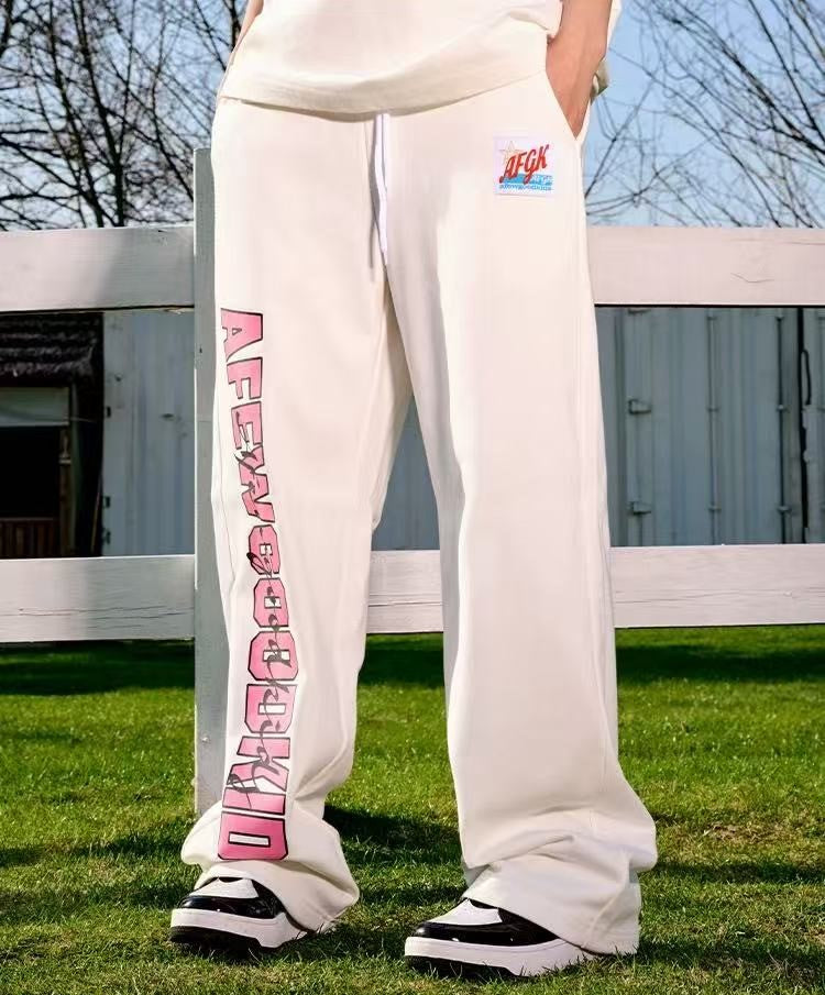AFGK Double Row Letter Print Casual Sweatpants