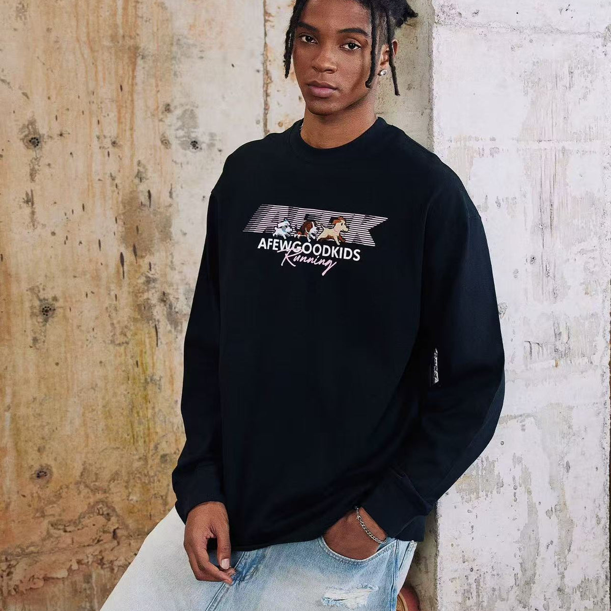 AFGK "Running Puppy" Long-sleeved T-shirt