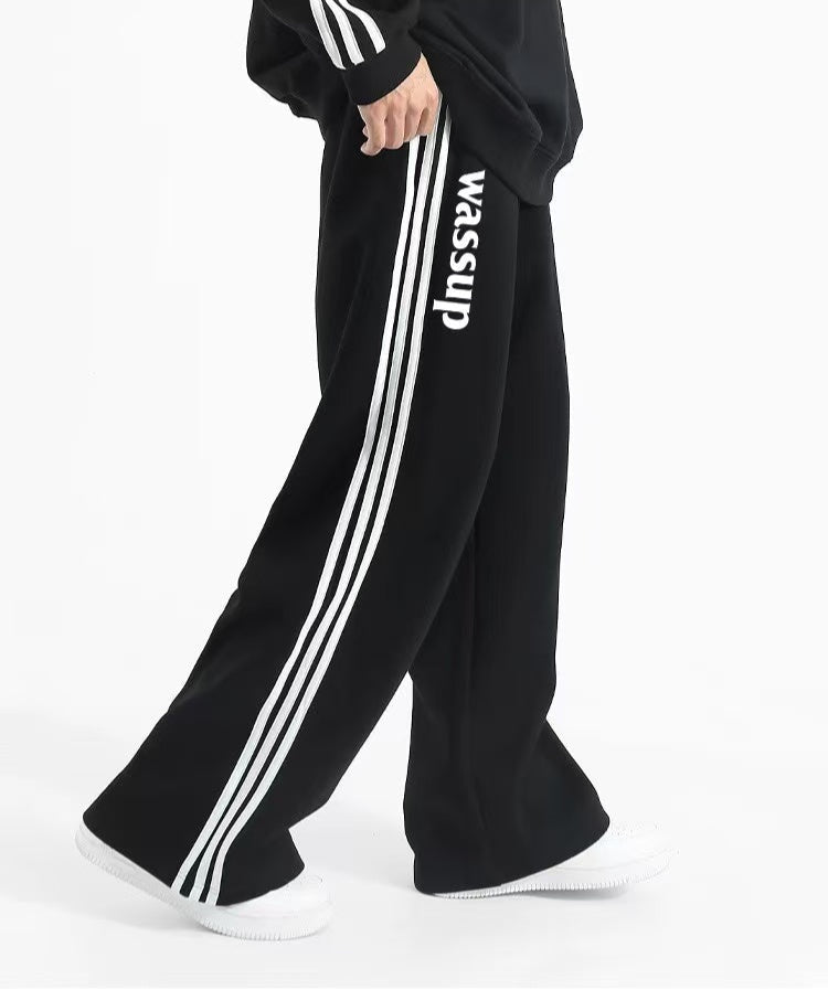 WASSUP Color Matching Wide Leg Track Pants