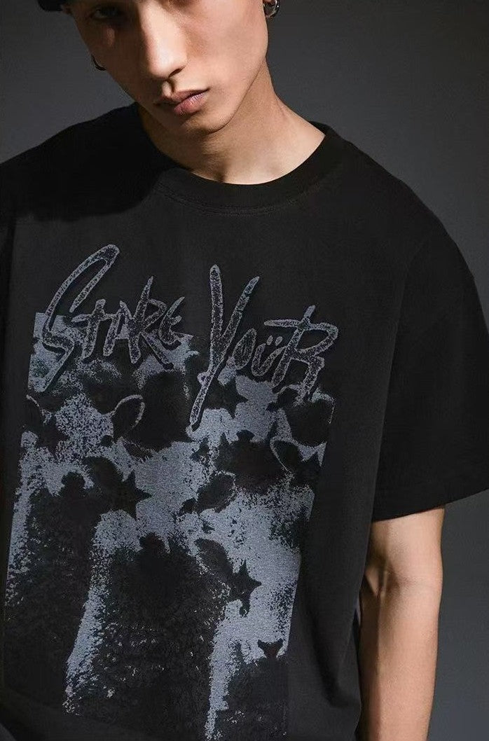 REMEDY Washed Distressed printing Short-sleeve T-shirt