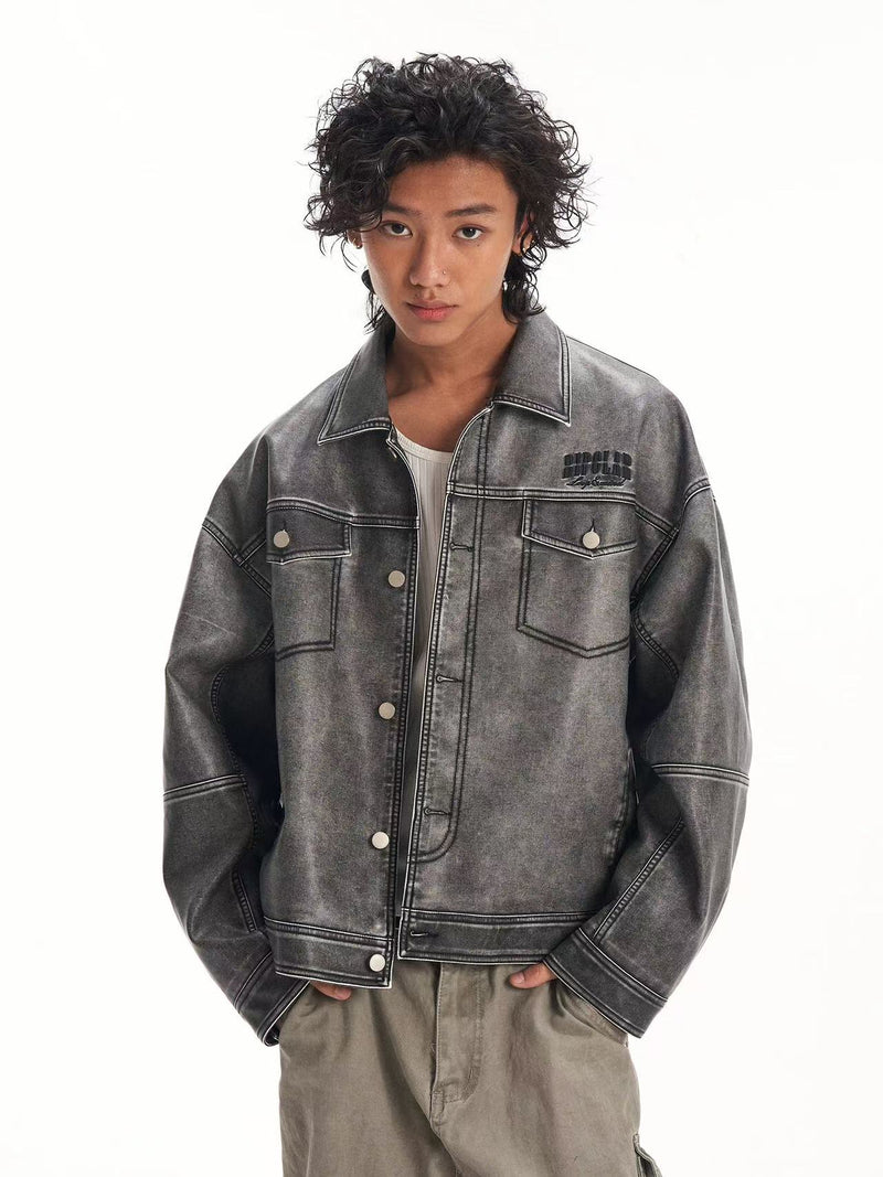 BIPOLAR Hyphenation Polished PU Leather Jacket