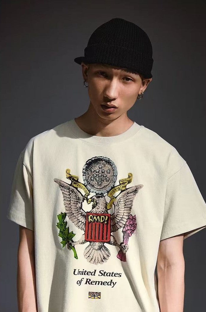 REMEDY  Peace Eagle Design Short-sleeve T-shirt