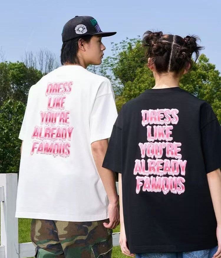 AFGK Liquid Font Printed Short-sleeved T-shirt