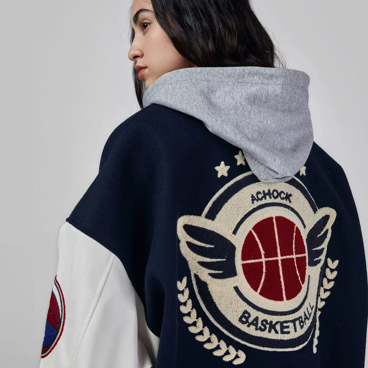 ACHOCK Alphabet Baseball Jacket