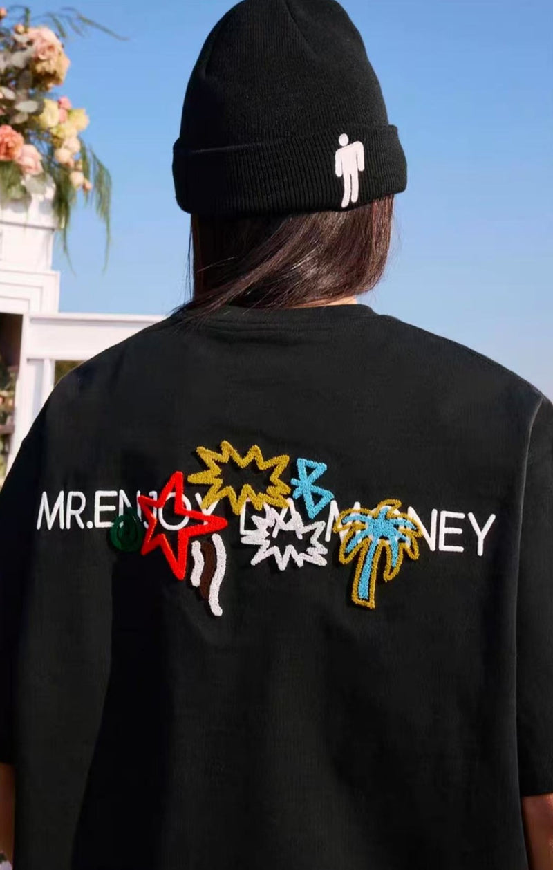 MEDM Coconut Tree Star Embroidered M Logo Summer Short-sleeved T-shirt