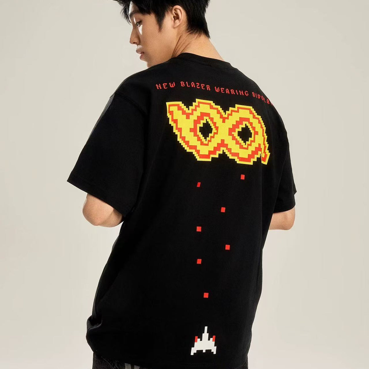 BIPOLAR Pixel Game Offset Printed Short Sleeve T-Shirt