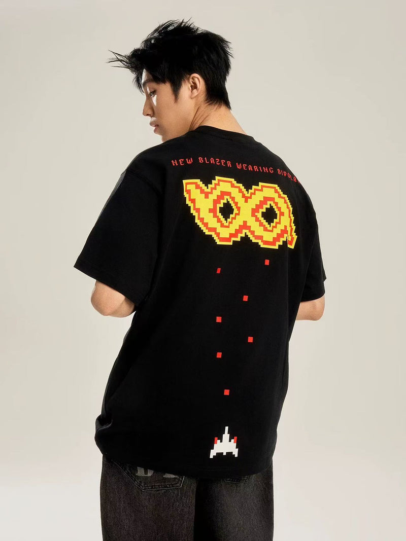 BIPOLAR Pixel Game Offset Printed Short Sleeve T-Shirt