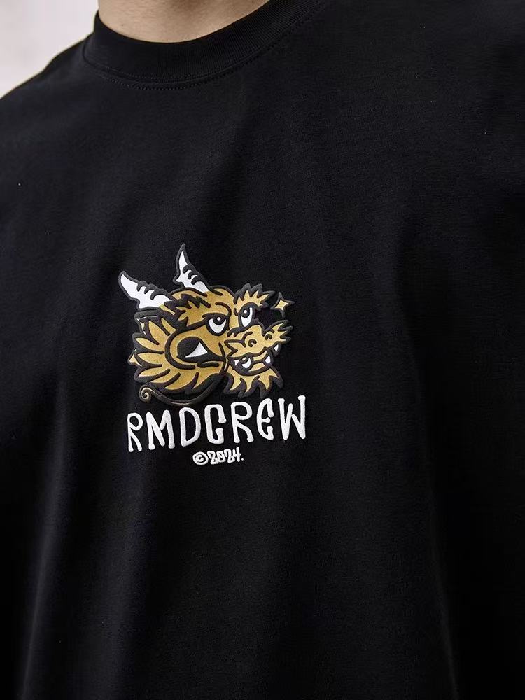 REMEDY Cartoon Dragon Print Short-sleeve T-shirt