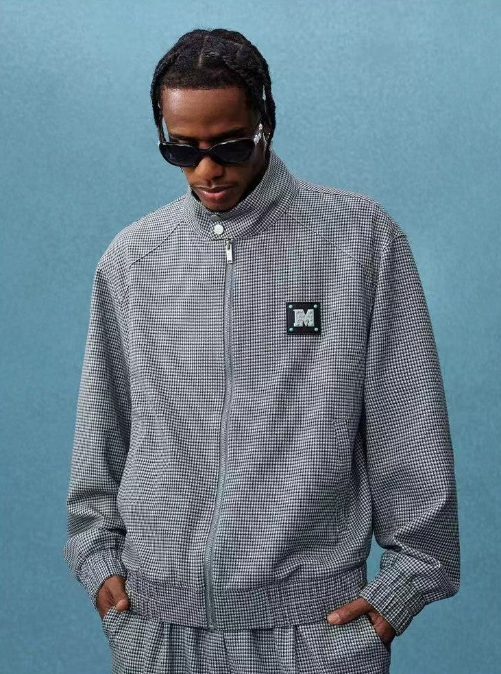 MEDM Houndstooth Stand Collar Casual Jacket