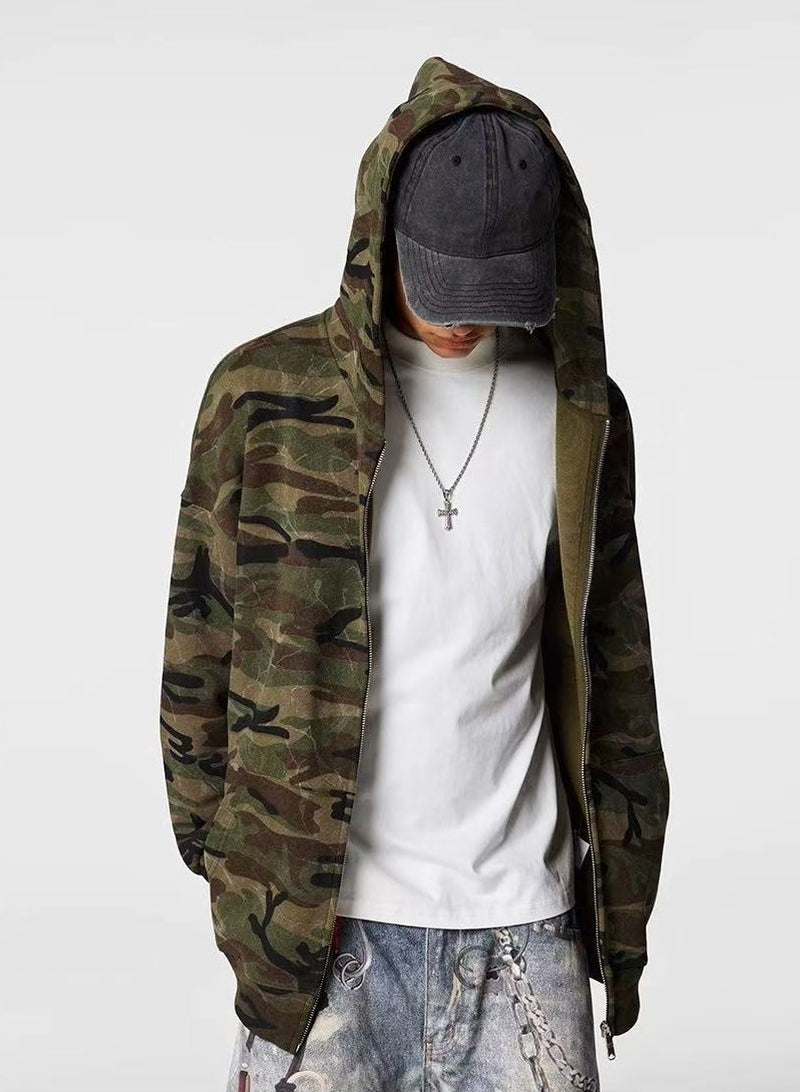 ACHOCK Camouflage Zip Up Hoodie