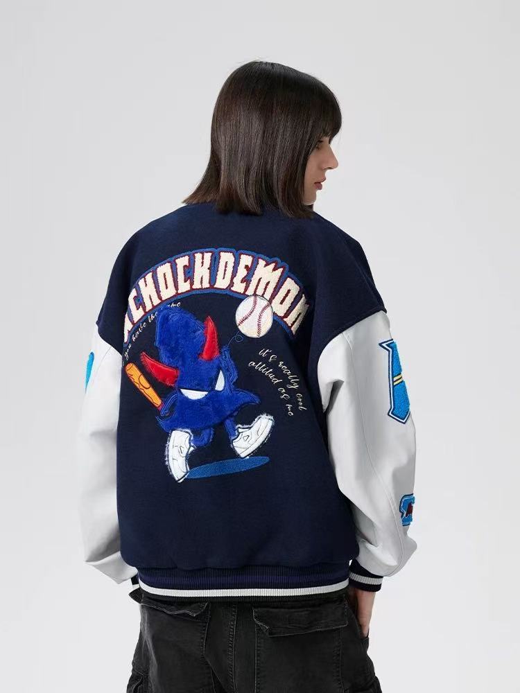 ACHOCK Fun Embroidery Baseball Jacket