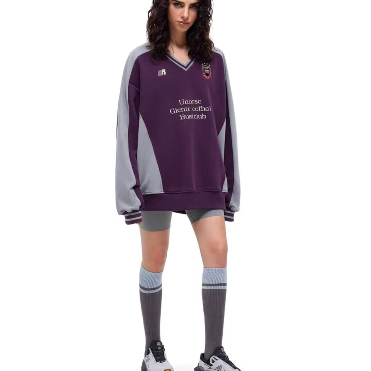 FDR Badge V-neck Contrasting Colors Sweater