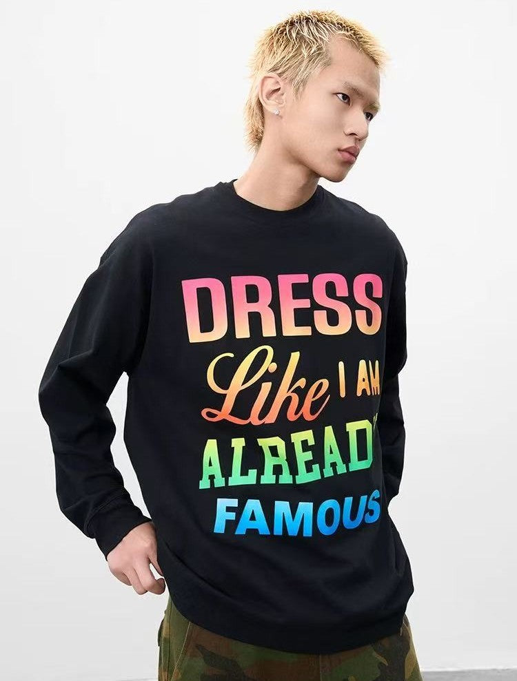 AFGK Color Gradient Slogan Long-sleeve T-Shirt