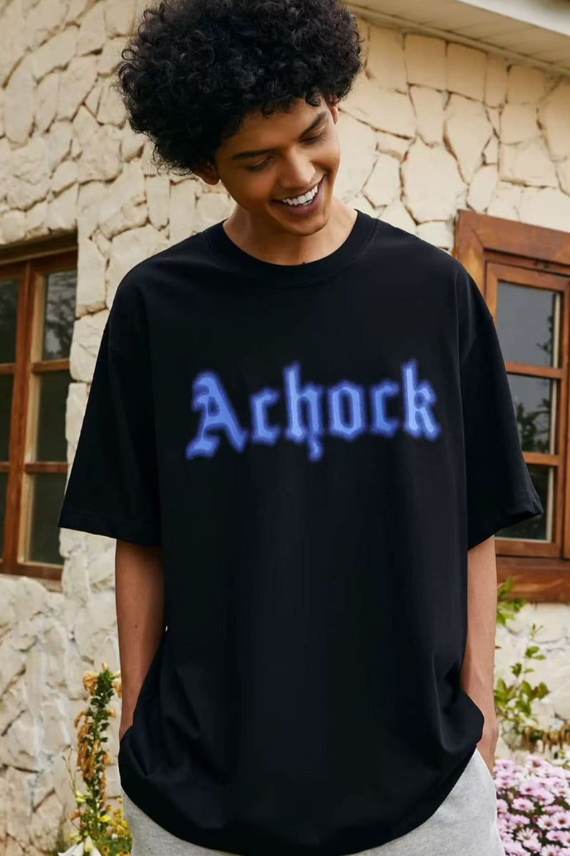 ACHOCK Simple Dot Logo Blur Printed T-shirt