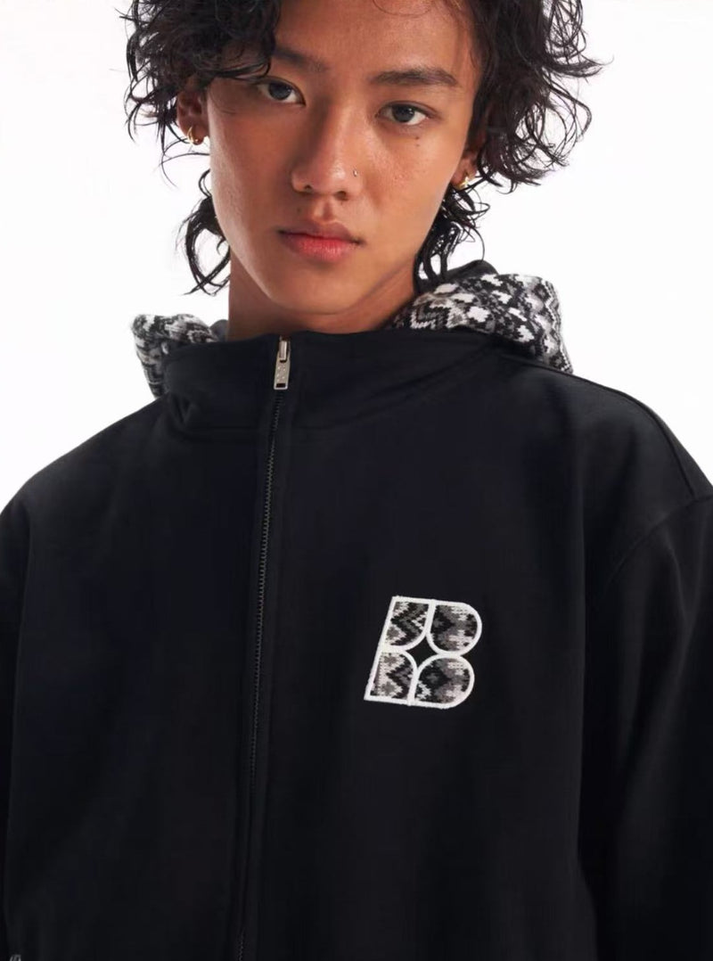 BIPOLAR  Fake Two-piece Ethnic Style Knitted Sweatshirt