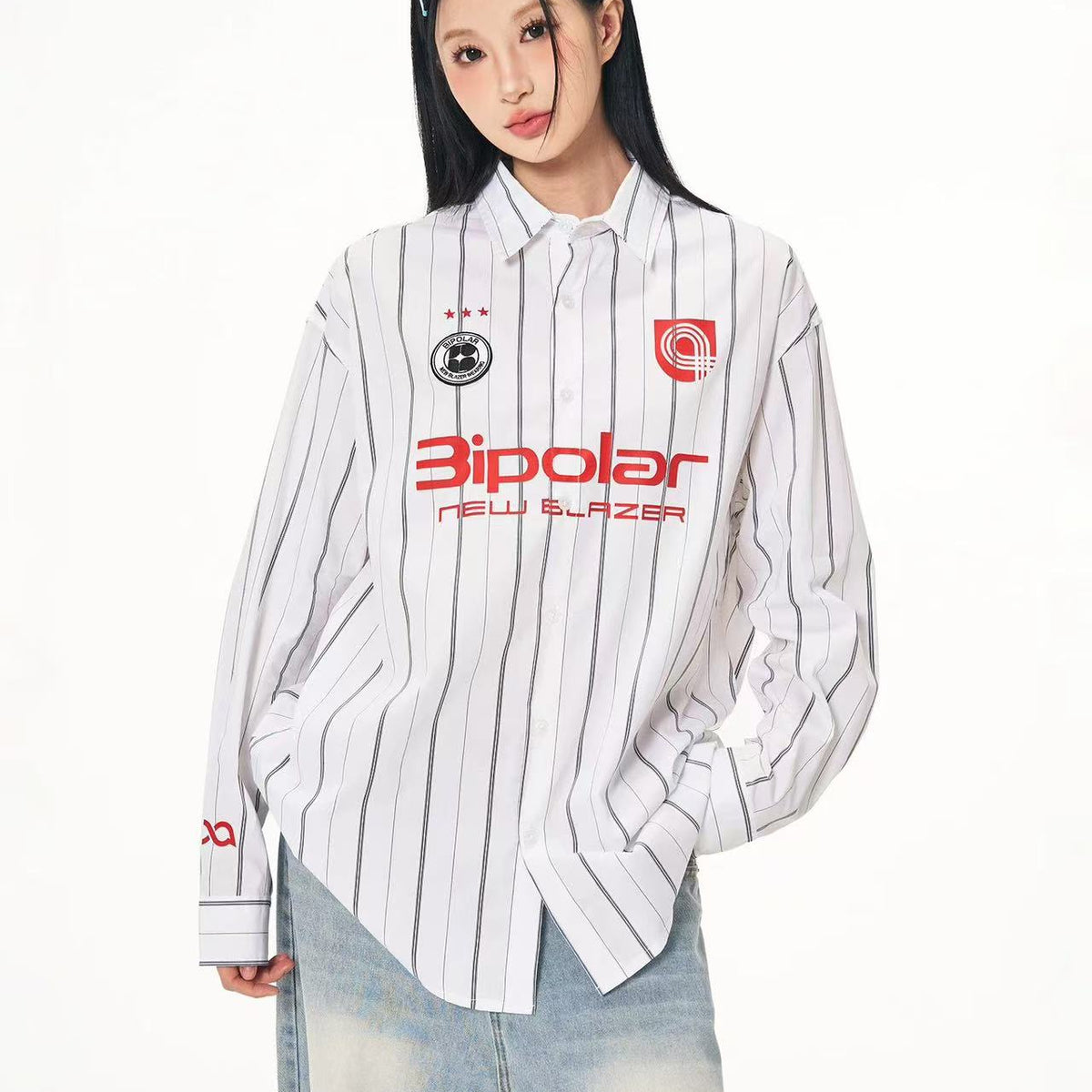 BIPOLAR Four-pointed Star Football Embroidered Polo Shirt