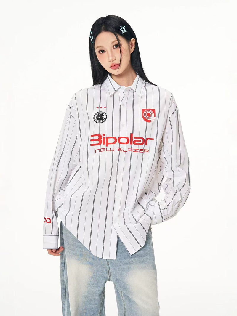 BIPOLAR Four-pointed Star Football Embroidered Polo Shirt