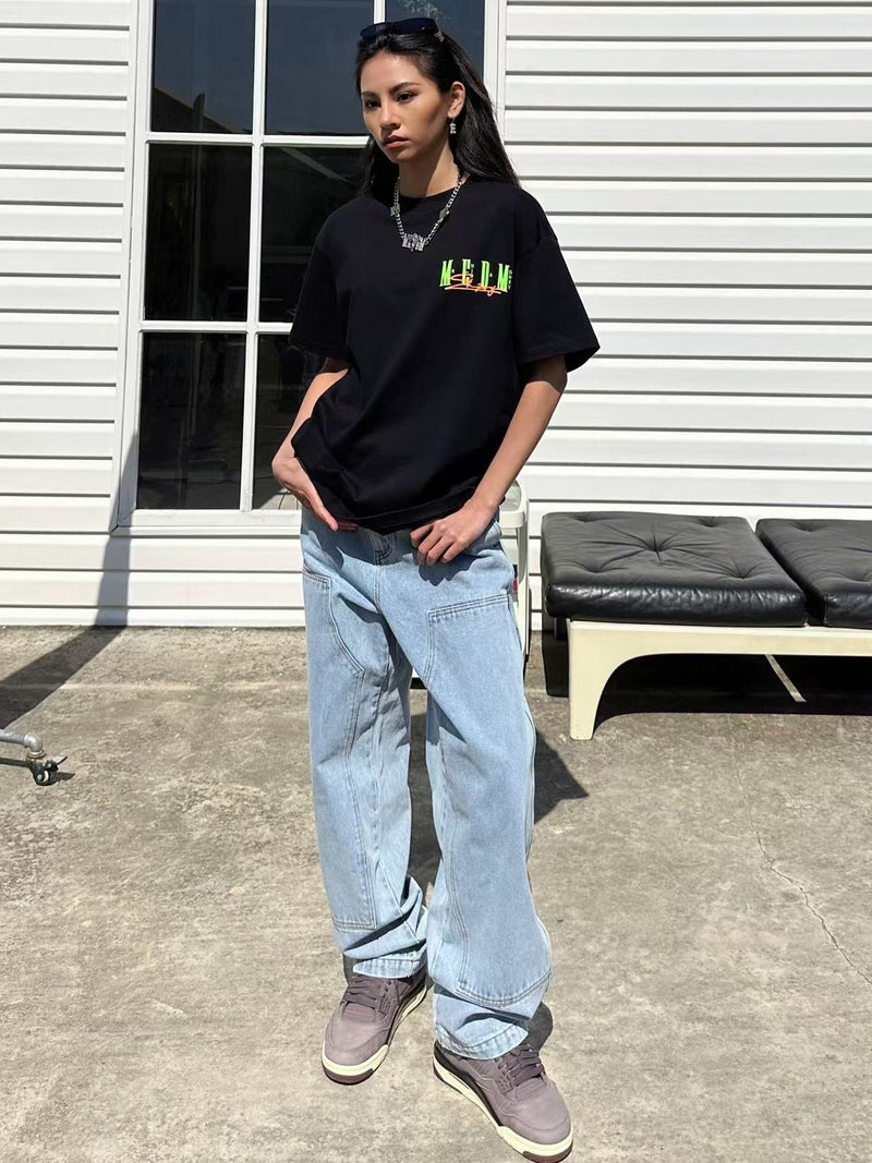 MEDM Summer Graffiti Letter Print Short Sleeve T-Shirt