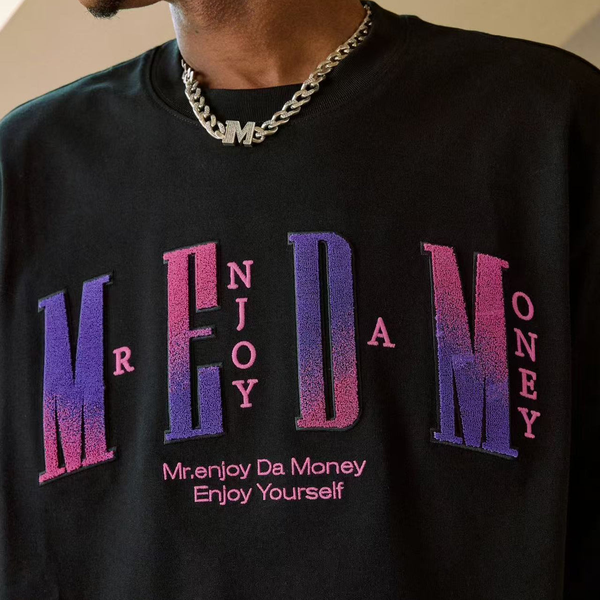MEDM Toothbrush Embroidered Patch Long-sleeved T-shirt