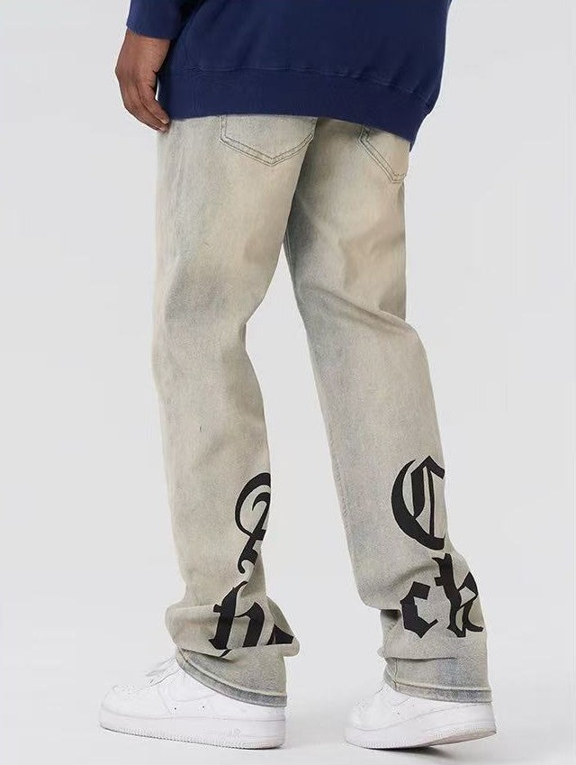 ACHOCK Street Gothic Logo Print Yellow Mud Jeans