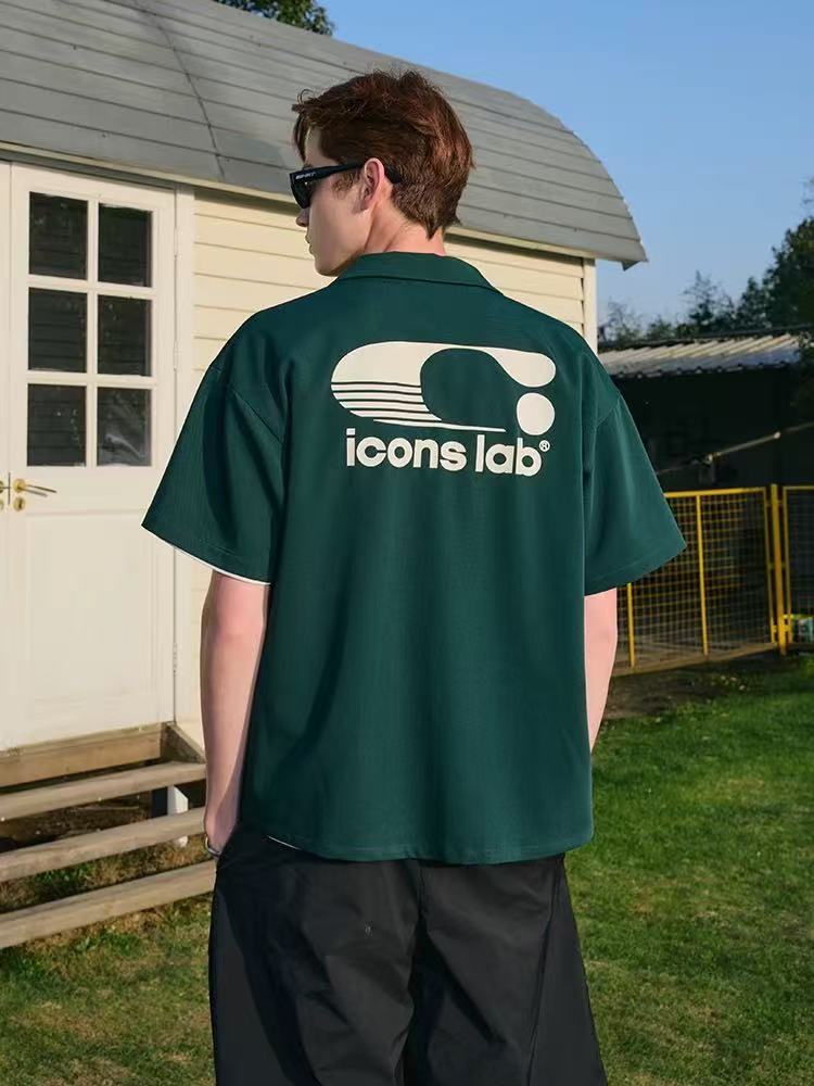 ICONSLAB Cuban Collar C-label short-sleeved Shirt