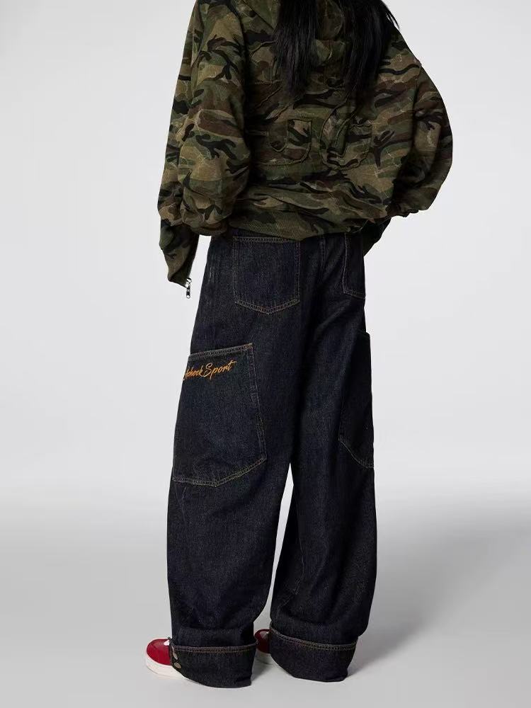 ACHOCK Large Pocket Denim Jeans