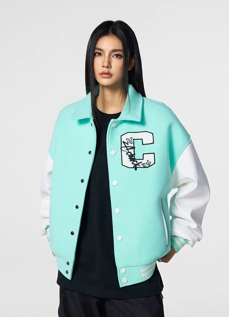 ACHOCK Patchwork Logo Baseball Jacket