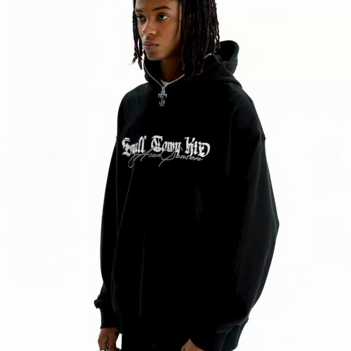 STK Hip-Hop Street Style Zipper Embroidered Hoodie