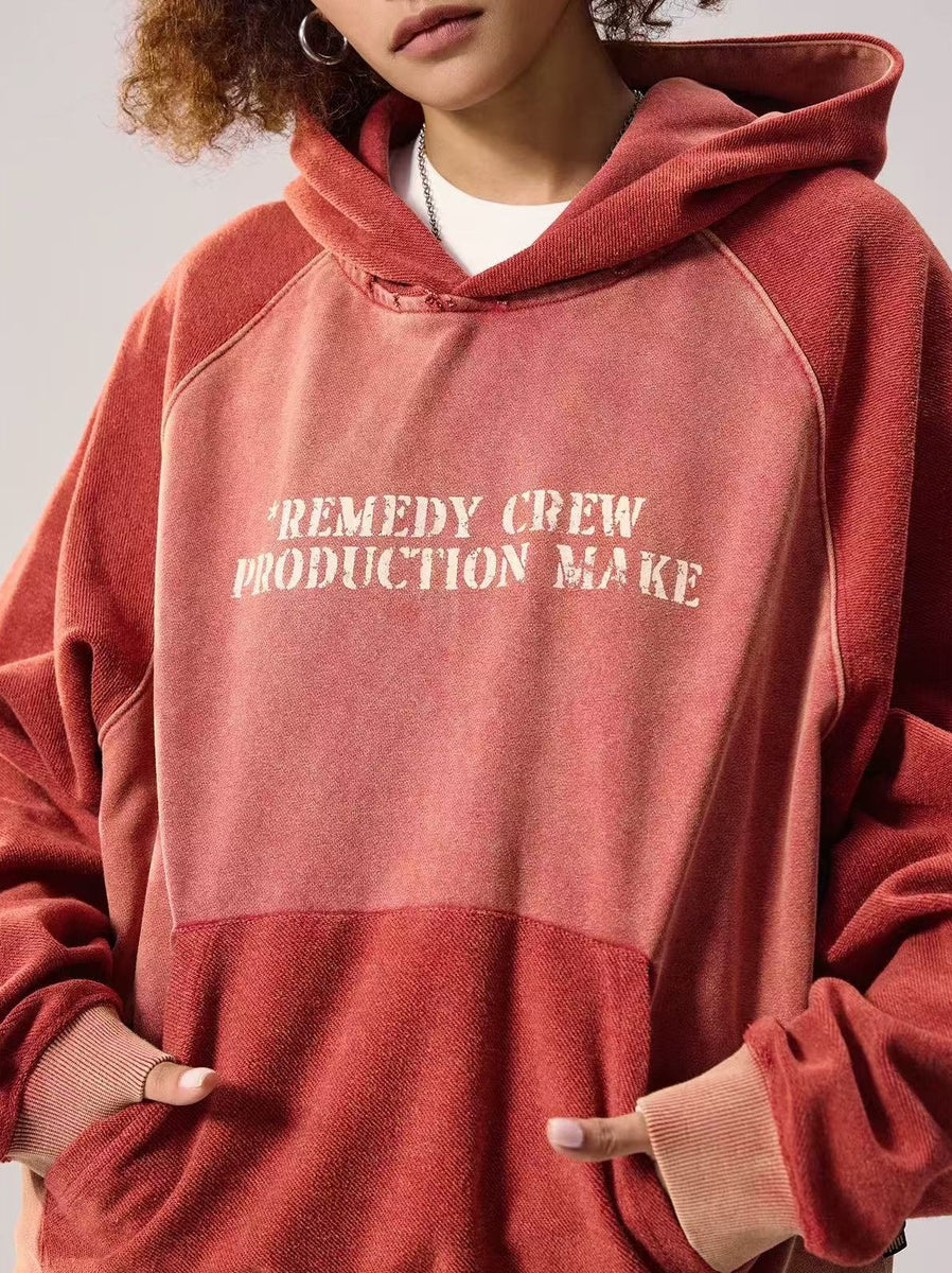 REMEDY Washed Patchwork Hoodie