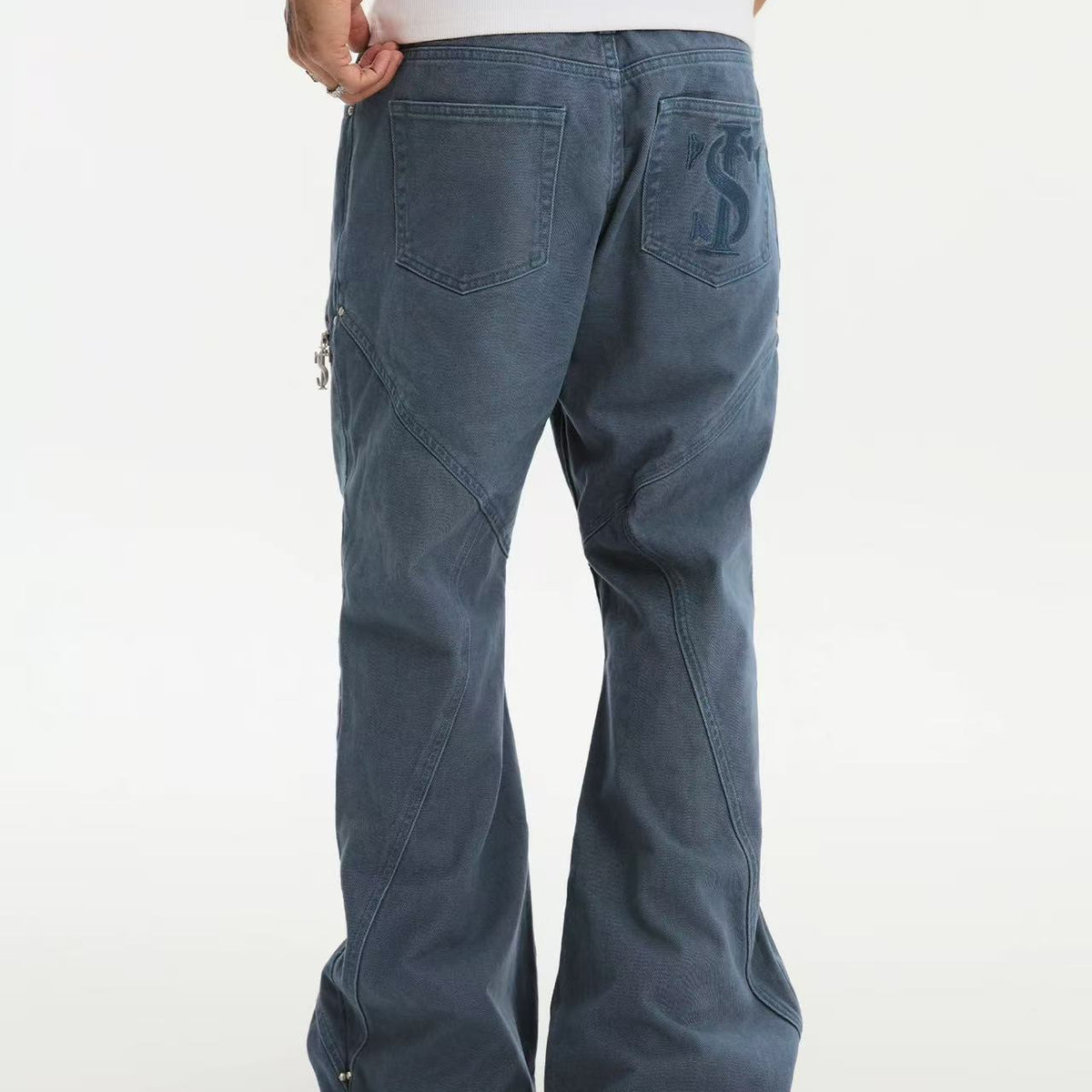 STK Vintage Waterwashed Curved Blade Flared Jeans