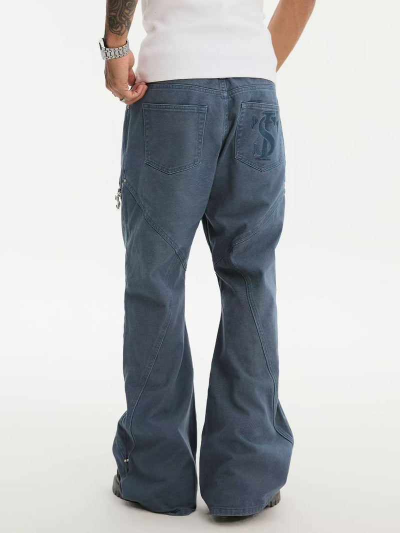 STK Vintage Waterwashed Curved Blade Flared Jeans