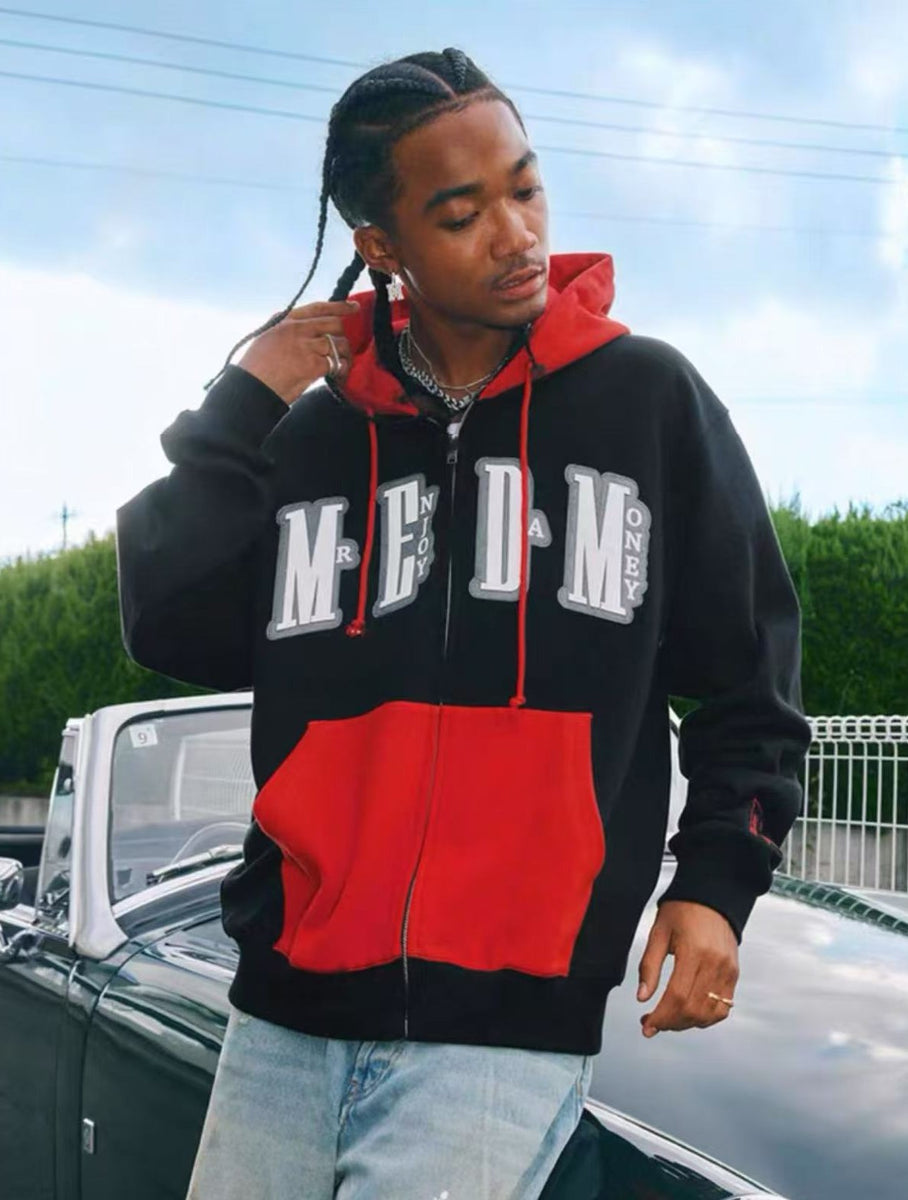 MEDM Colorblock Patch Zip-up Hoodie