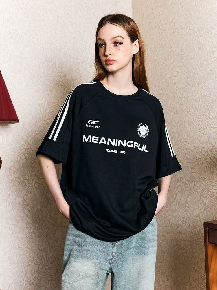 ICONSLAB Stitched Contrasting Striped Webbing T-Shirts