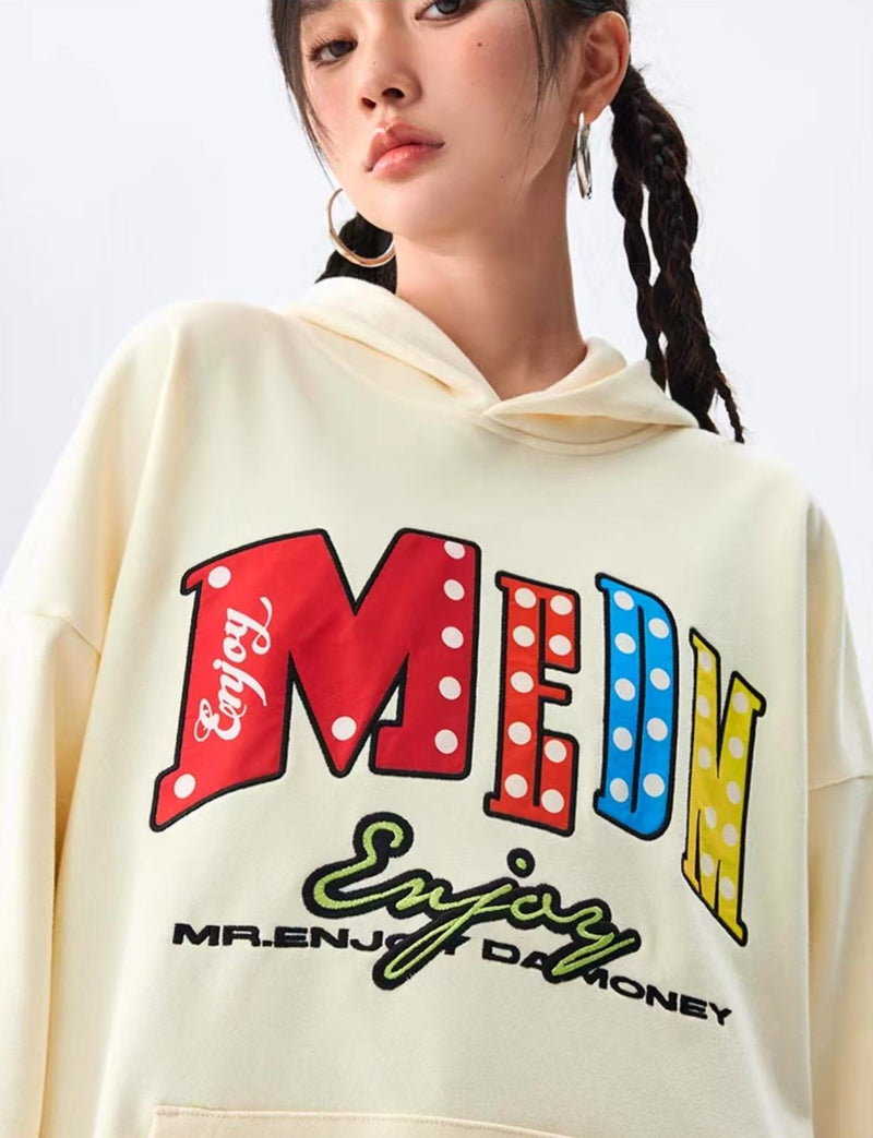 MEDM Neon Color Letter Hoodie