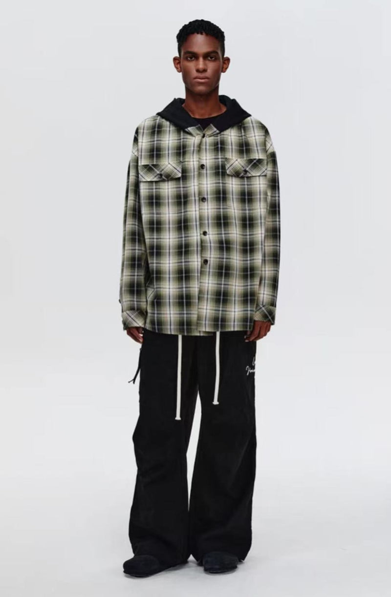 ATRY LOGO Hooded Plaid Shirt