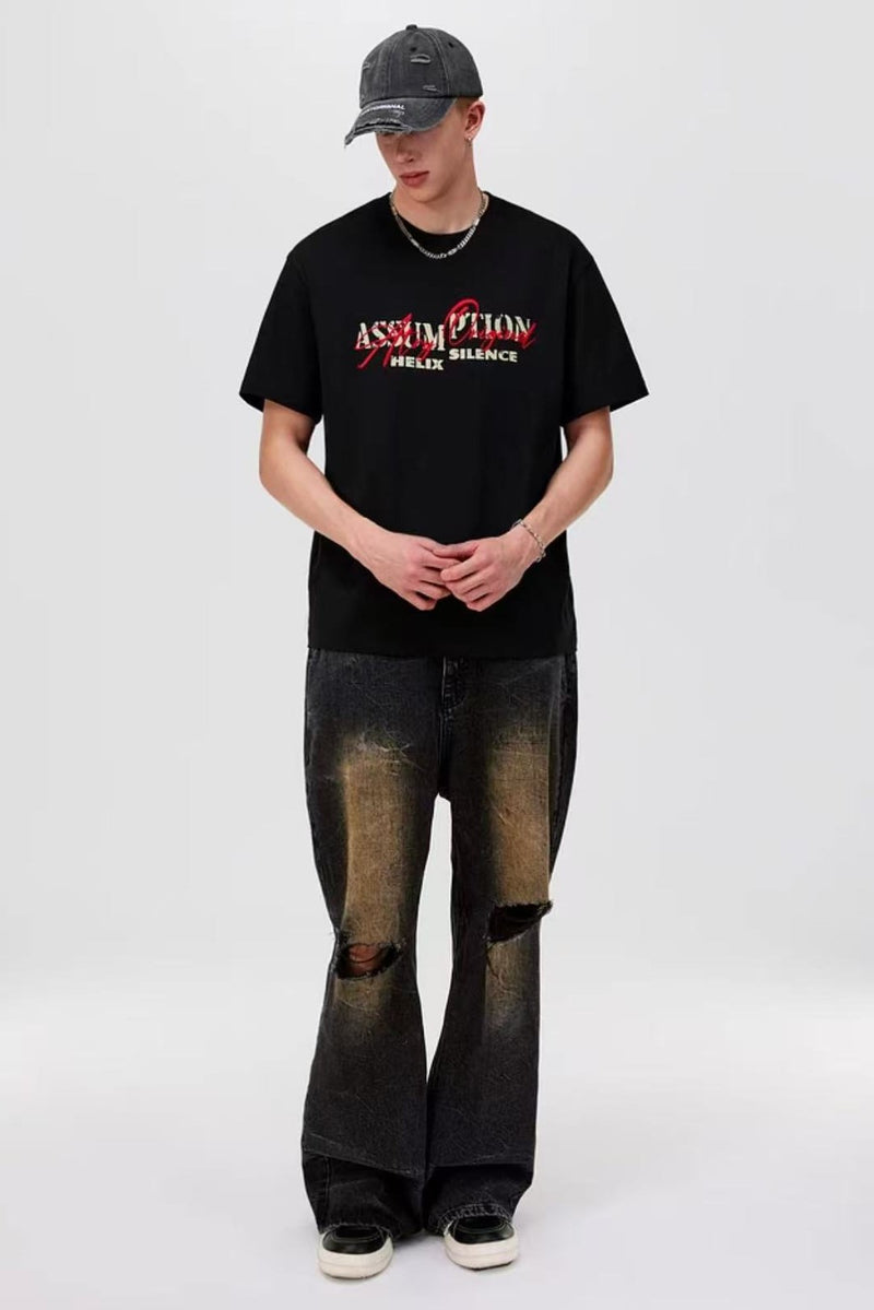 ATRY Misplaced Text Layout Short-sleeved T-shirt