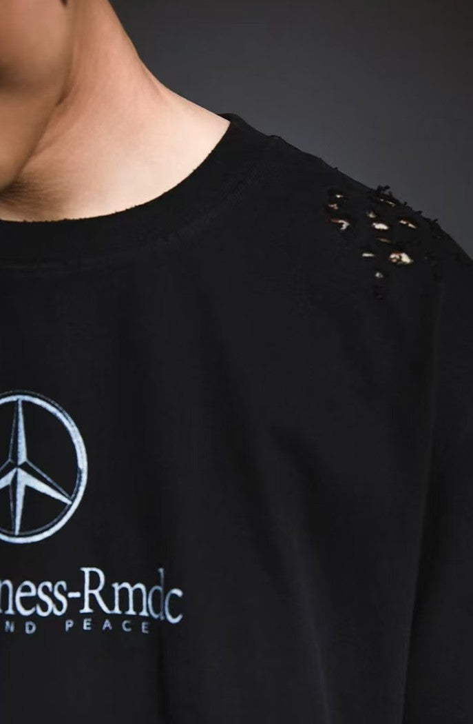 REMEDY Retro Distressed Short-sleeved T-shirt