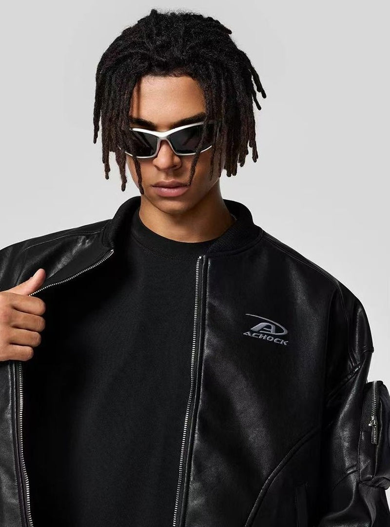 ACHOCK Retro PU Leather Motorcycle Leather Jacket