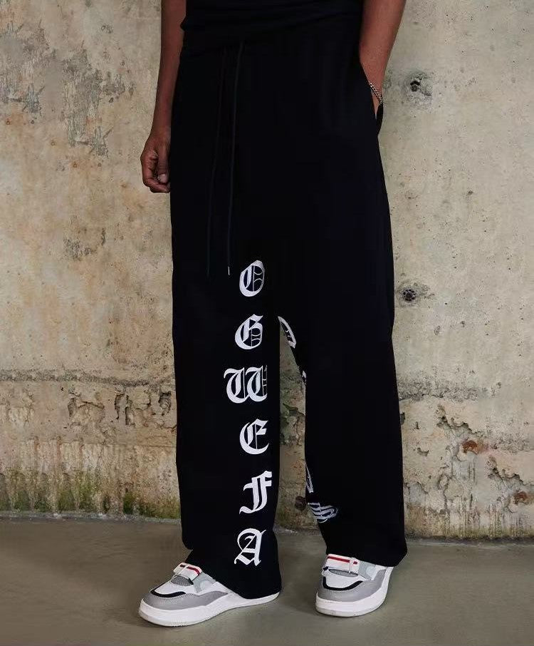 AFGK Embroidered Washed Casual Sports Pants