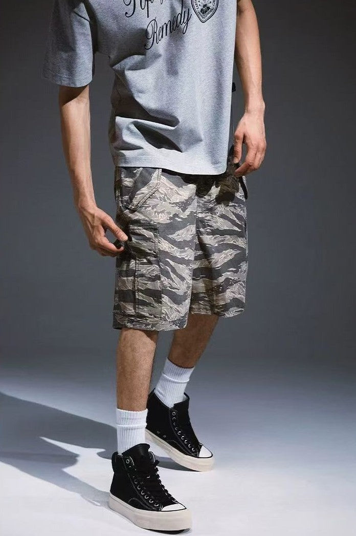 REMEDY Leopard Camo Cargo Shorts (x3 Velcro Patches)