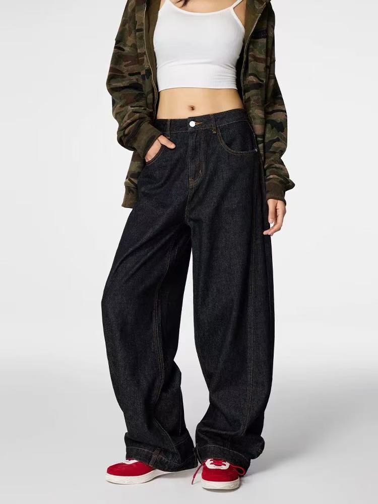 ACHOCK Washed Wide-leg Inverted Jeans
